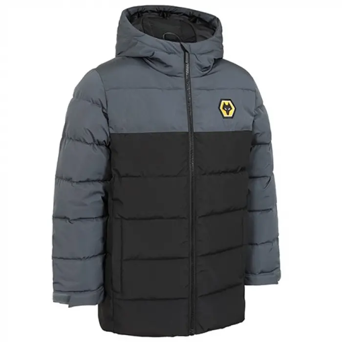 Wolverhampton Wanderers Shirt Store | Essentials Padded Jacket – Black – junior Collection Wolverhampton Wanderers Official Gear